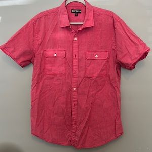 Mens red short sleeve button down XL